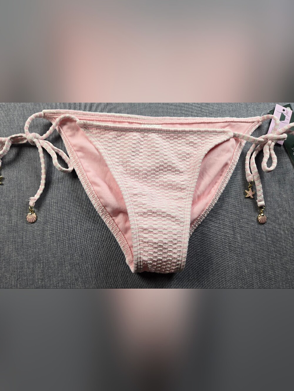 wild fable Light Pink Textured Tie-Side One Piece Bikini Bottom
